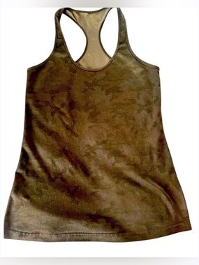 LULULEMON Racerback A-Line Tank. Faint Camo Print. Charcoal & Brown,Black Size M